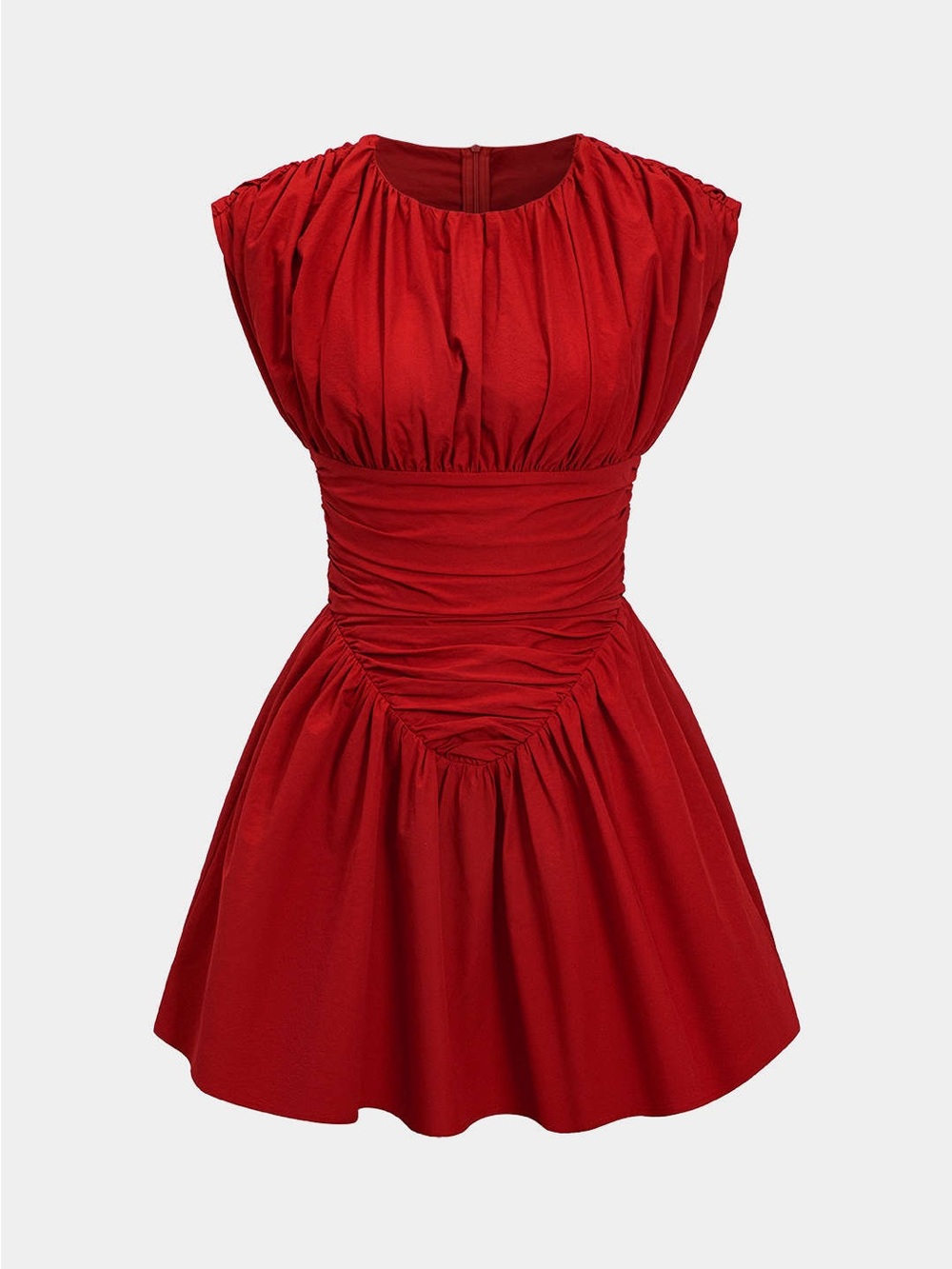 Red ruched mini dress